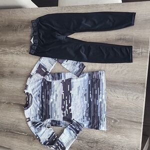 Xersion Geo Dot Long Sleeve Compression Top and Tesla Boys Leggings Bundle